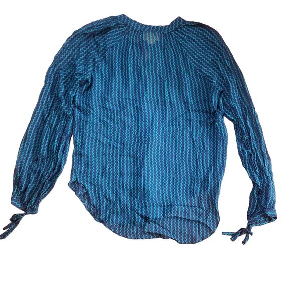 Anthropologie Maeve Della navy blue chevron sheer blouse size small - Picture 3 of 4